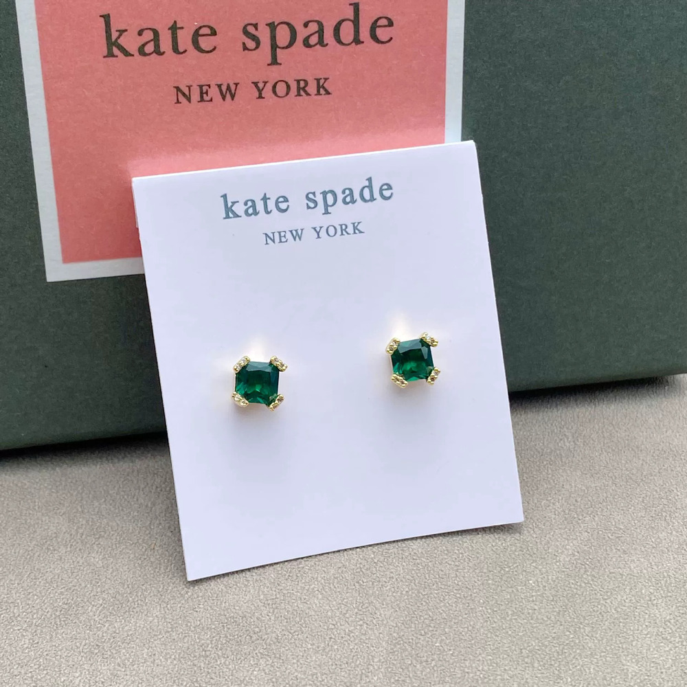 kate spade Vintage Emerald Geometric Cube Silver Earrings